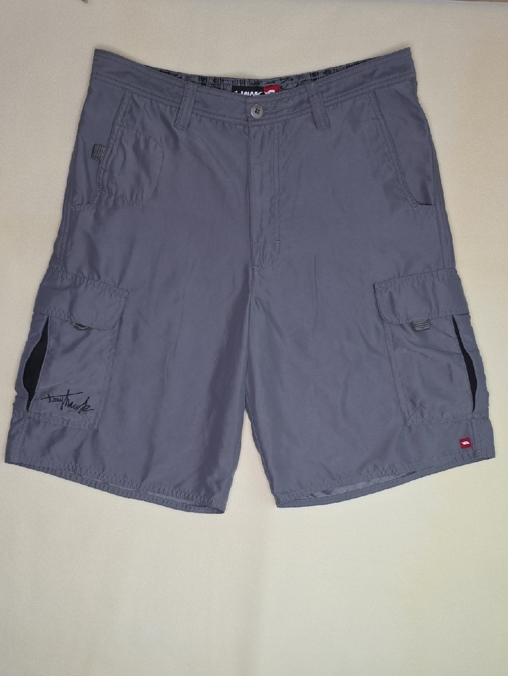 Tony Hawk Men's 34 Gray Cargo Shorts - Multiple Pockets